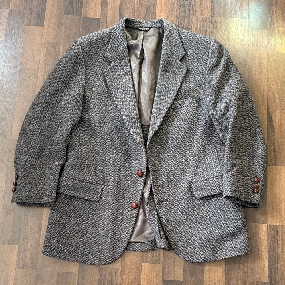 Harris Tweed vintage brown and black herringbone blazer